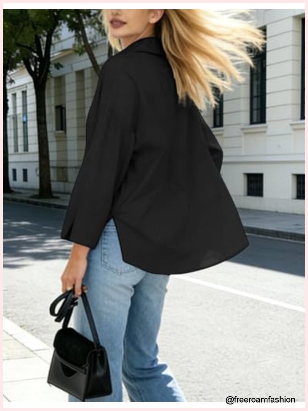 Oversize Cotton Blend Button Down Shirt with Bell Sleeves - Picture 5 of 6